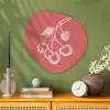 Lijnillustratie - Kersen - Tak - Wit Wandcirkel Organisch Plexiglas middel -sfeer2