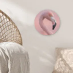 Flamingo - Portret - Roze Akoestische PET Vilt - Rond klein -sfeer4