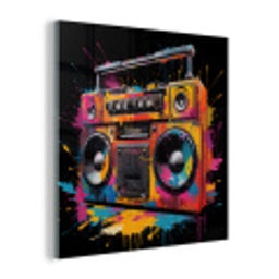 Radio - Graffiti - Box - Kleuren - Zwart plexiglas 5mm klein -z3d