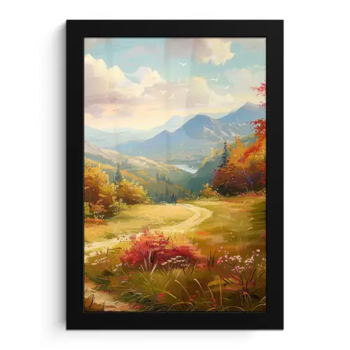 Landschap - Illustratie - Natuur fotolijst zwart zonder passe partout klein -3d