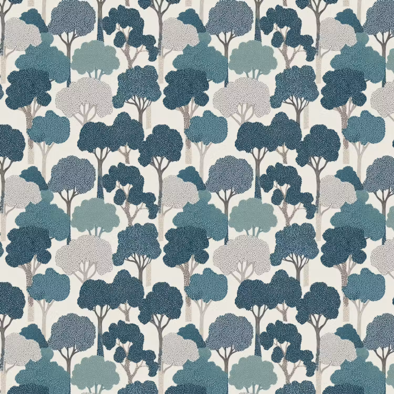 Tapete - Modern - Bäume - Wald - Muster - Blau