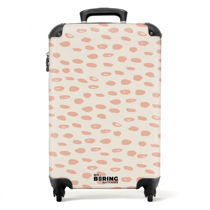Zalmroze vlekken op crèmekleur NBS - Handbagage koffer - Kinderen Unisex middel -productfoto_recht