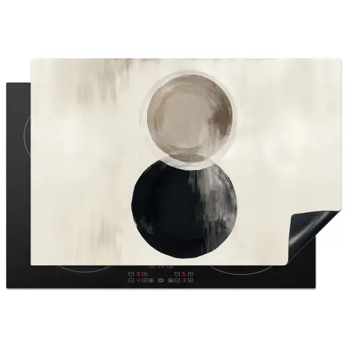 Cirkels - Vorm - Beige - Abstract Inductie beschermer vinyl 3mm klein -3d