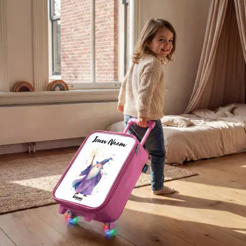 Oude tovenaar met staf Kinderkoffer - Roze klein -sfeer1