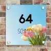 Gekleurde tulpen lucht - Modern Naambord Vierkant klein -sfeer2