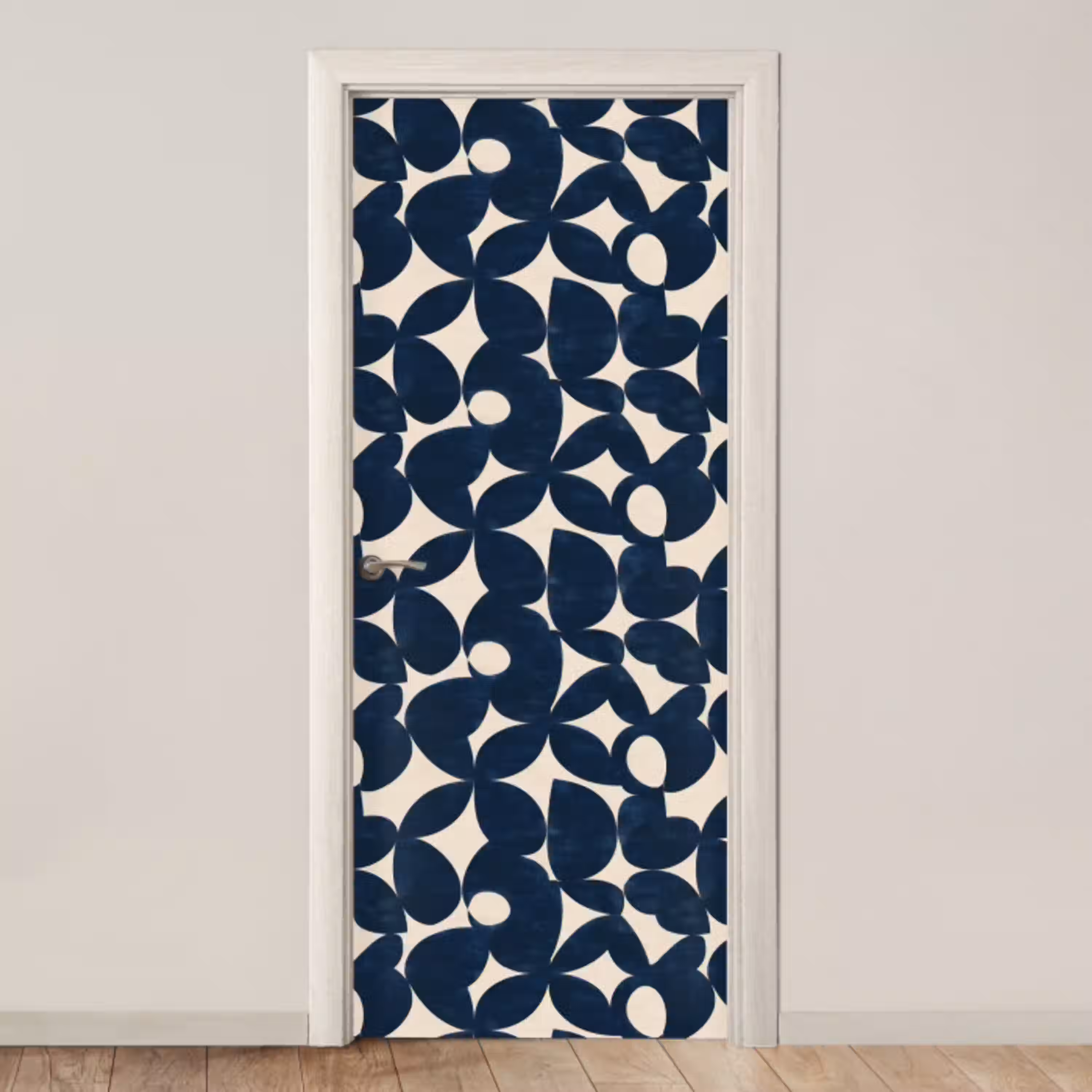 Modern - Geometrisch - Blauw deurposter klein 289 -3d_beige