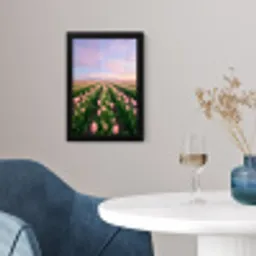 Tulpen - Landschap - Roze fotolijst zwart zonder passe partout klein -sfeer4