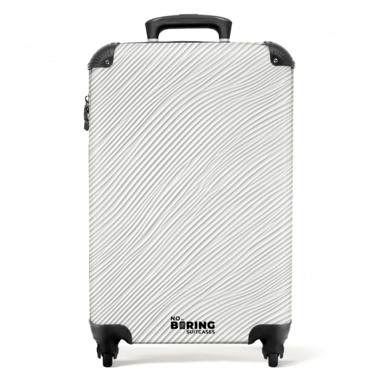 Golven - Ribbels - Wit NBS - Handbagage koffer - Volwassenen Unisex middel -productfoto_recht