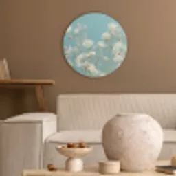 Stengels - Bloemen - Lucht - Wit Akoestische PET Vilt - Rond klein -sfeer1