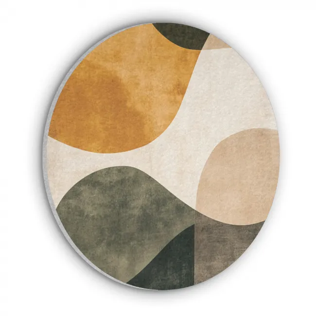 Akoestisch schilderij rond - Vormen - Okergeel - Abstract