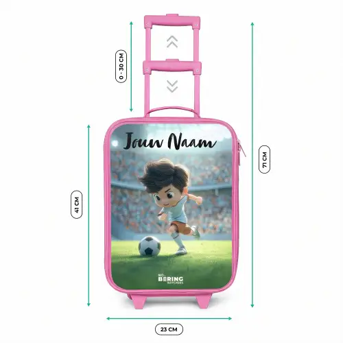Jongen - Stadion - Voetbal - Zonlicht Kinderkoffer - Roze klein -productfoto_formaten