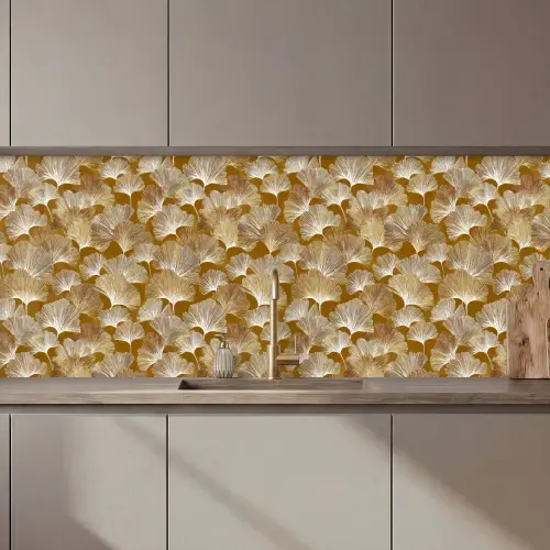 Ginkgo - Bladeren - Goud keuken achterwand 2 middel 871 zz_3dshopping