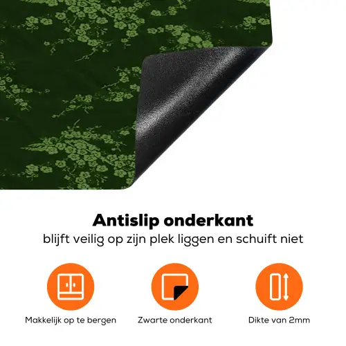 Sierlijk - Bloemen - Groen Inductie beschermer vinyl 3mm klein 276 -zzzzzzz-td-onderkant