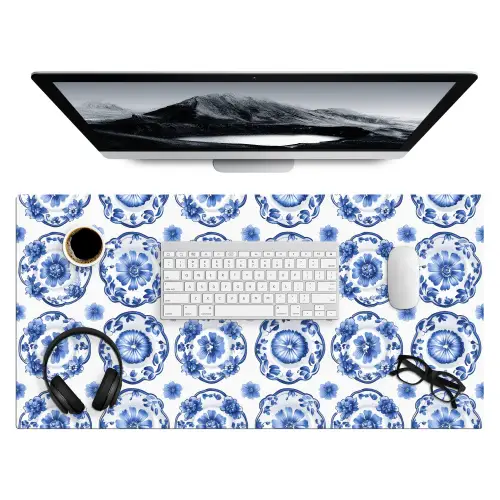 Sierborden - Bloemen - Blauw Muismat XXL klein 681 -3d