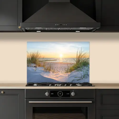 Strand - Zon - Duin - Gras - Zand - Horizon keuken achterwand spatscherm klein -sfeer1