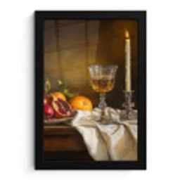 Fruit -  Stilleven - Wijn - Kaars fotolijst zwart zonder passe partout klein -3d