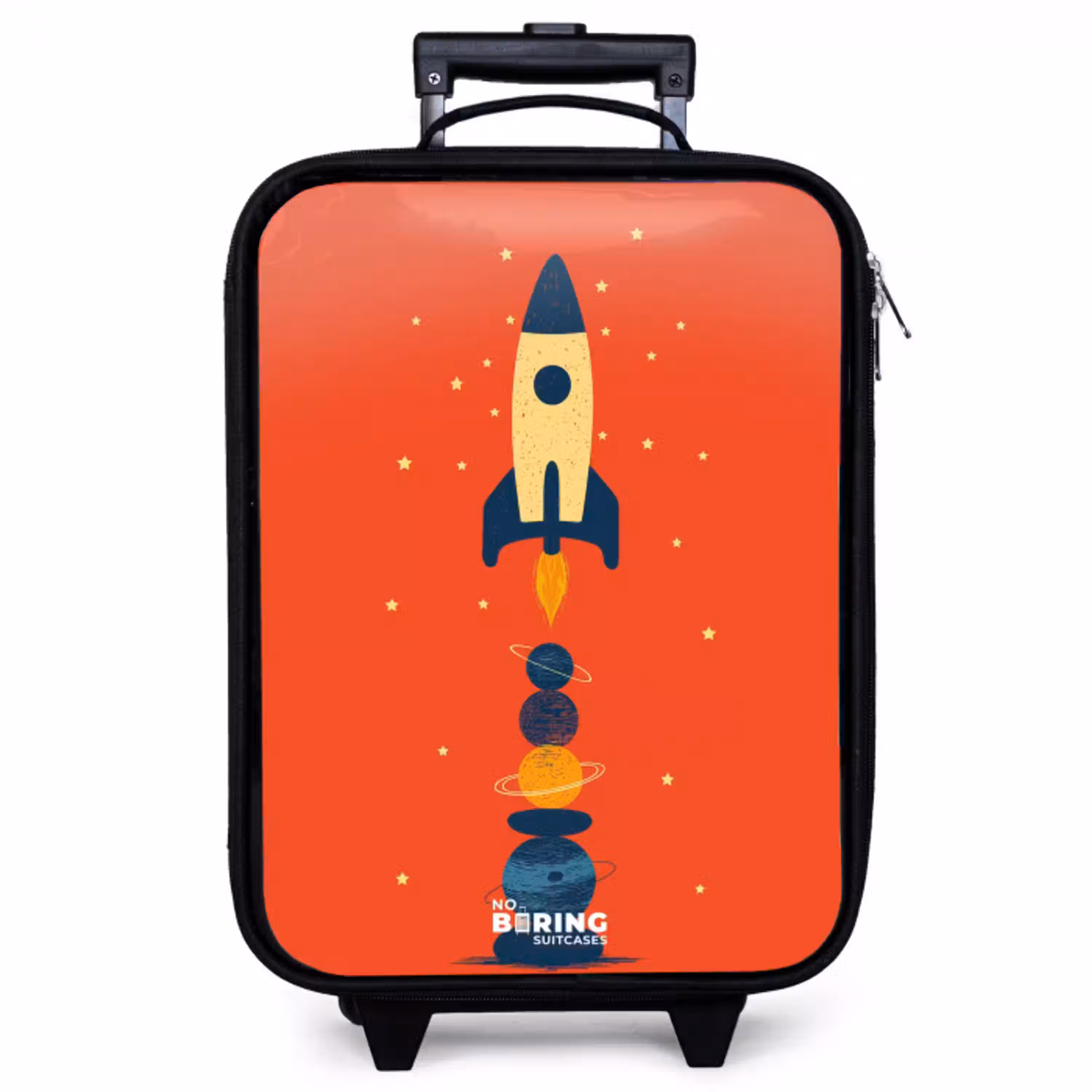 Raket - Sterren - Planeten Kinderkoffer - Zwart klein -zzz_website3d