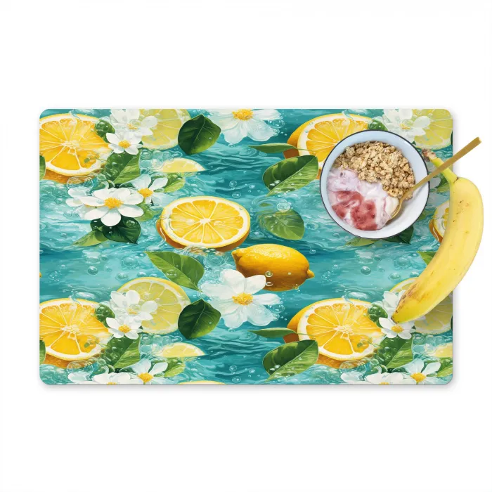 Citroen - Bloemen - Bruisend - Water Placemat vinyl groot 368 -zzzproduct_Kitchenyeah-website