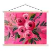 Bloemen - Verf - Roze textielposter latten blank klein -3d