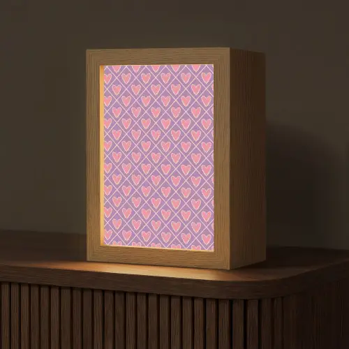 Ruit - Patroon - Paars - Hartjes Light Box met kabel (Tafellamp) klein 925 -z3d_website