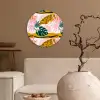 Tropisch - Tijger - Bladeren - Roze - Oranje Wandcirkel plexiglas klein 852 -sfeer1