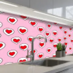 Hartjes - Patroon - Rood keuken achterwand 2 middel 871 -3d_schuin