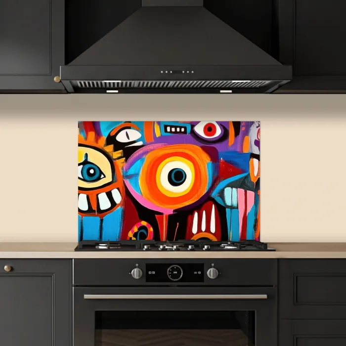 Abstract - Gezicht - Kleurrijk keuken achterwand spatscherm klein -sfeer1