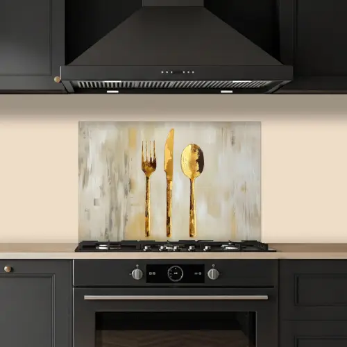 Verf - Goud - Bestek keuken achterwand spatscherm klein -sfeer1