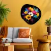 Bloemen - Kleurrijk - Graffiti - Modern - Boeket Wandcirkel Organisch Aluminium middel -sfeer4
