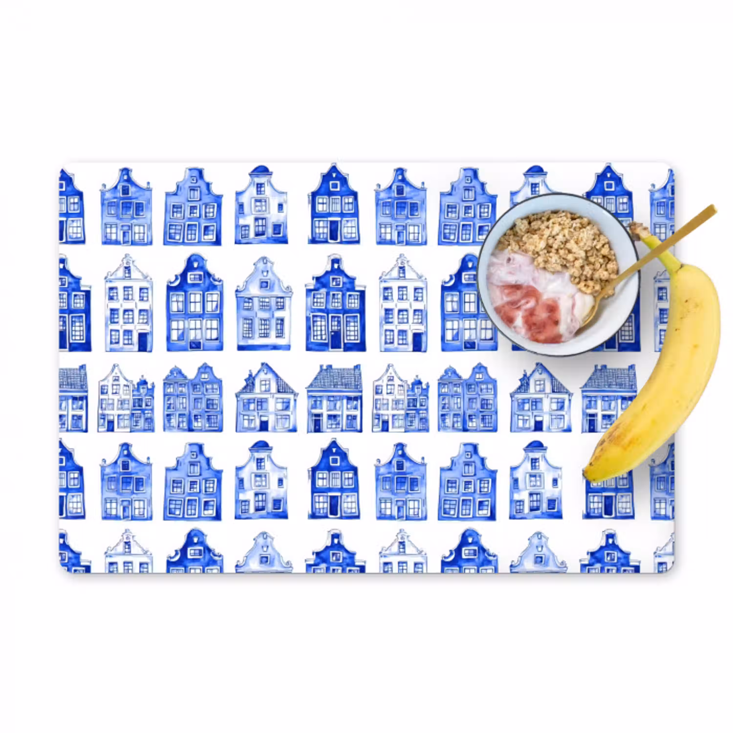 Patroon - Huizen - Blauw Placemat vinyl groot 368 -zzzproduct_Kitchenyeah-website