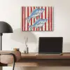 Vissen - Verticale strepen - Blauw - Rood PET vilt klein -sfeer5