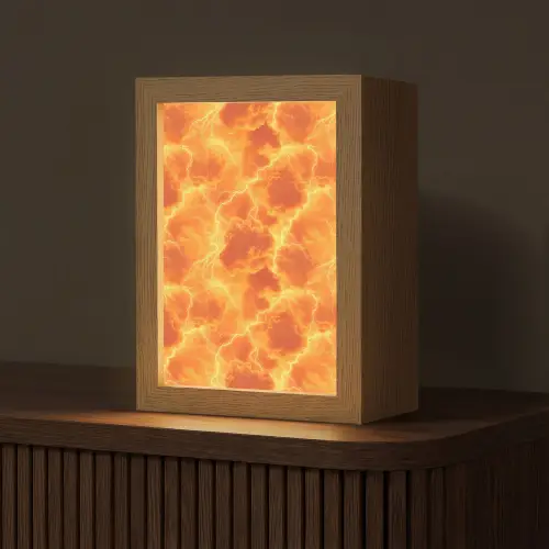 Bliksem - Storm - Oranje Light Box met kabel (Tafellamp) klein 925 -z3d_website