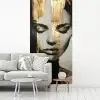 Ogen - Gezicht - Goud - Strepen fotobehang vinyl groot -woonkamer
