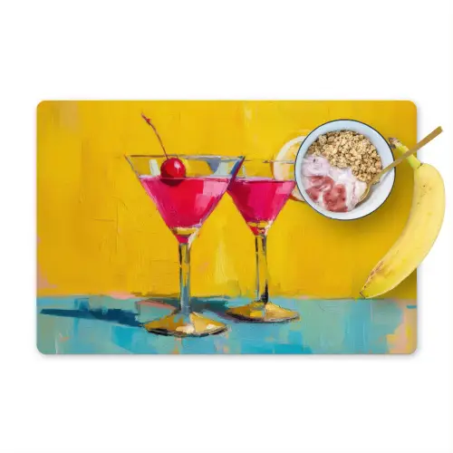 Glazen - Cocktail - Citroen - Kers Placemat vinyl groot -zzzproduct_Kitchenyeah-website