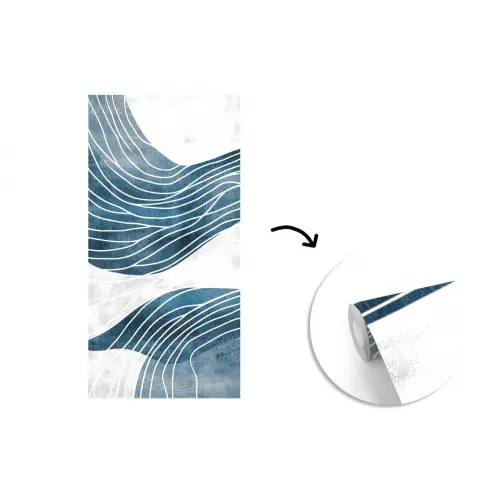 Lijnen - Golven - Abstract - Blauw fotobehang vinyl groot -3d
