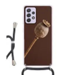 Papaverbol - Droogbloem - Bruin - Minimalistisch Hoesje Samsung Galaxy A52 5G met koord klein -3d