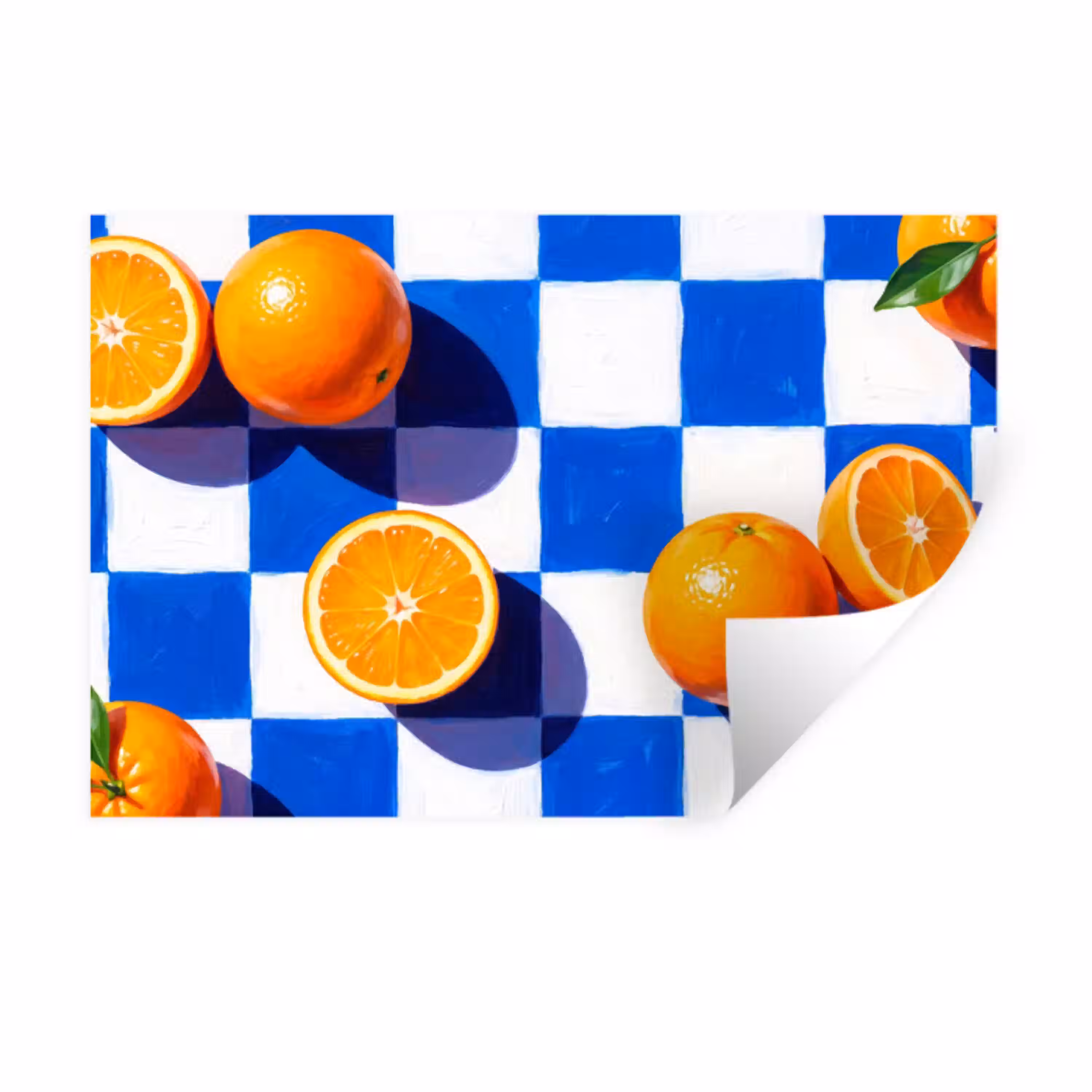 Sinaasappel - Geruit - Eten Muursticker klein -3d