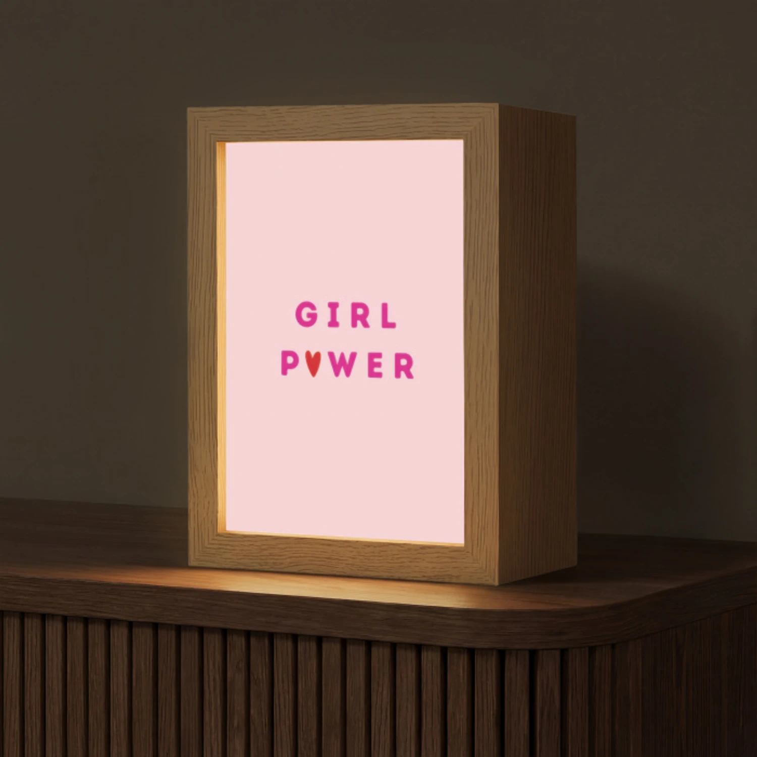 Girl power - Roze - Hartje Light Box met kabel (Tafellamp) klein -z3d_website