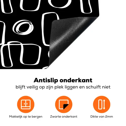 Herhaling - Handgetekend - Lijnen - Wit Inductie beschermer vinyl 3mm klein 276 -zzzzzzz-td-onderkant