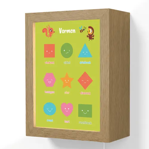 Vormen - Educatief - Leren voor kinderen - Groen Light Box met kabel (Wandlamp kind) klein -3d