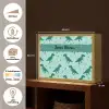 Dinosaurus - Blauw - Bladeren - Voetafdrukken Light Box met batterij (Wandlamp kind) middel -USP_websiteoverzichtNL