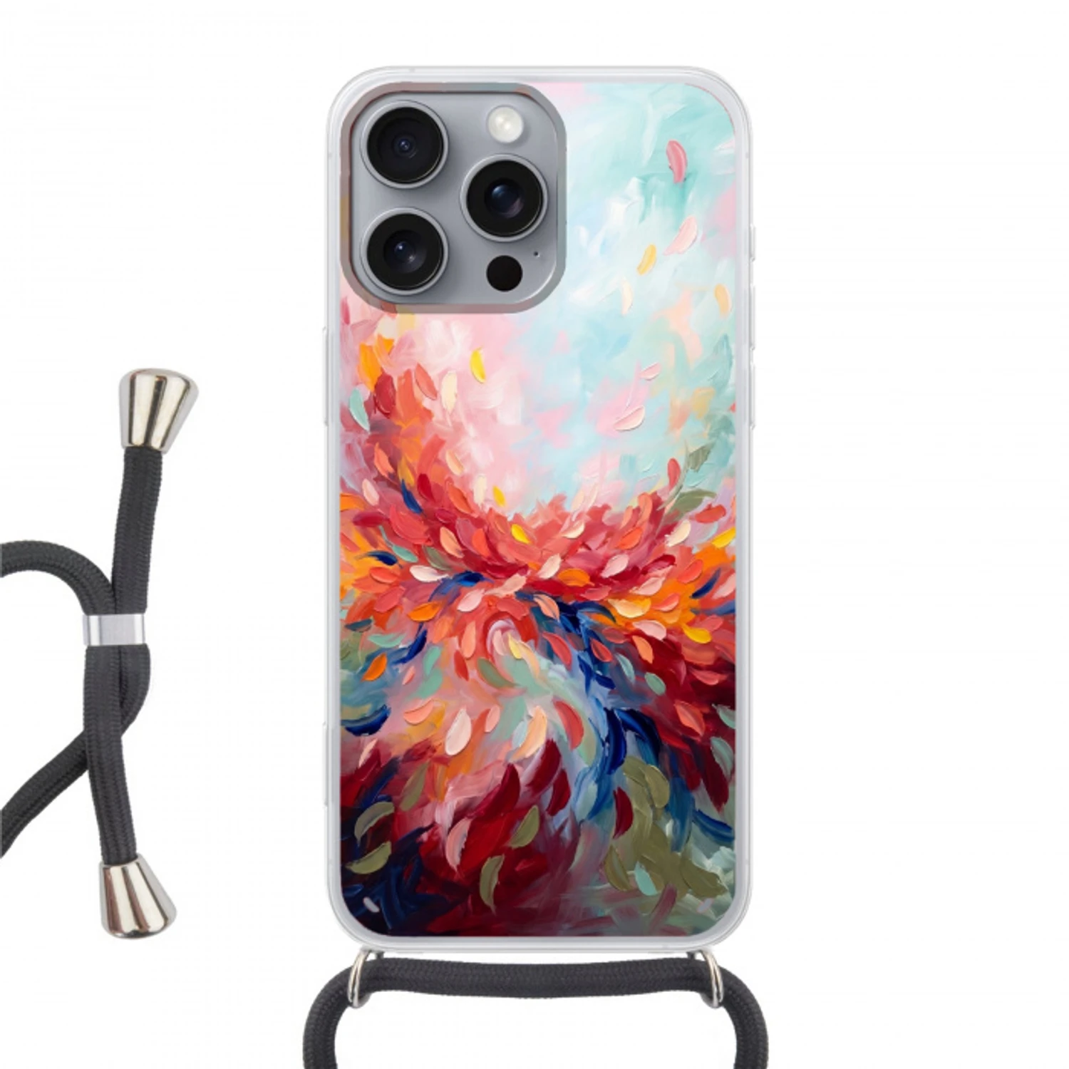 Bloemen - Abstract - Kunst - Modern Hoesje iPhone 16 Pro Max met koord klein -3d