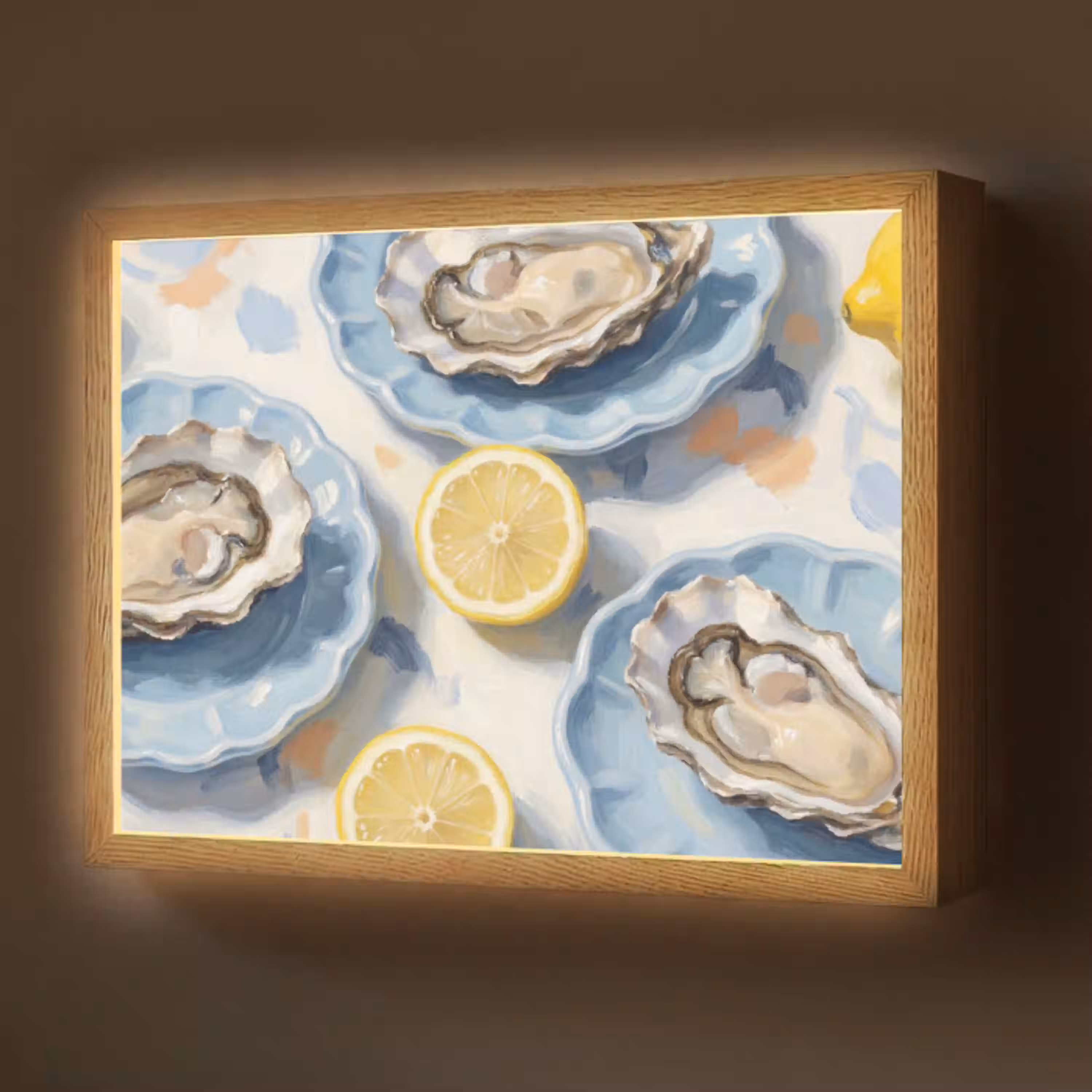Eten - Oesters - Citroenen - Modern - Geel Light Box met batterij (Wandlamp) middel -z3d_website