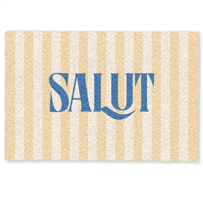 Fußmatte - Salut - Zitat - Streifen - Gelb - Blau - Weiß