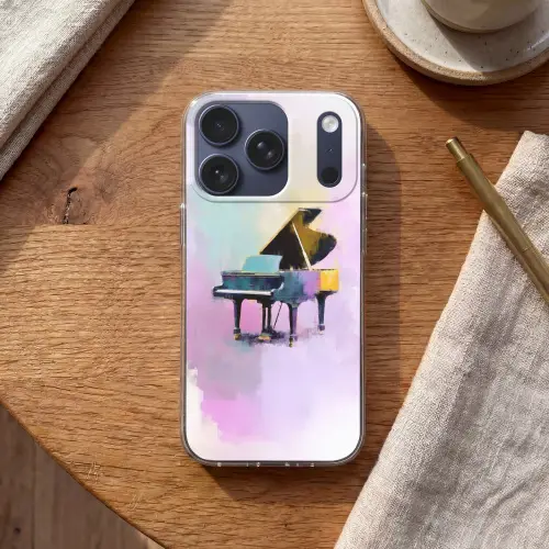 Piano - Pastel - Elegant - Dromerig Telefoonhoesje iPhone 17 Pro klein -sfeer1