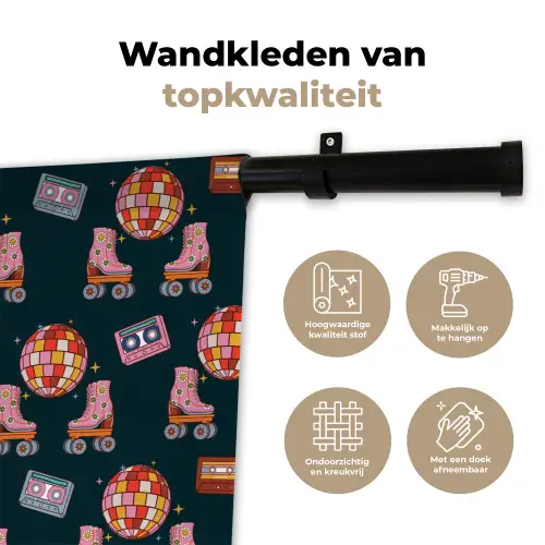 Rolschaatsen - Patroon - Disco Wandkleed katoen klein 269 -sfeer2
