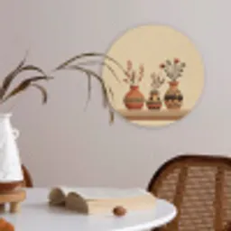 Vazen - Bloemen - Bladeren - Minimalistisch Akoestische PET Vilt - Rond klein -sfeer3