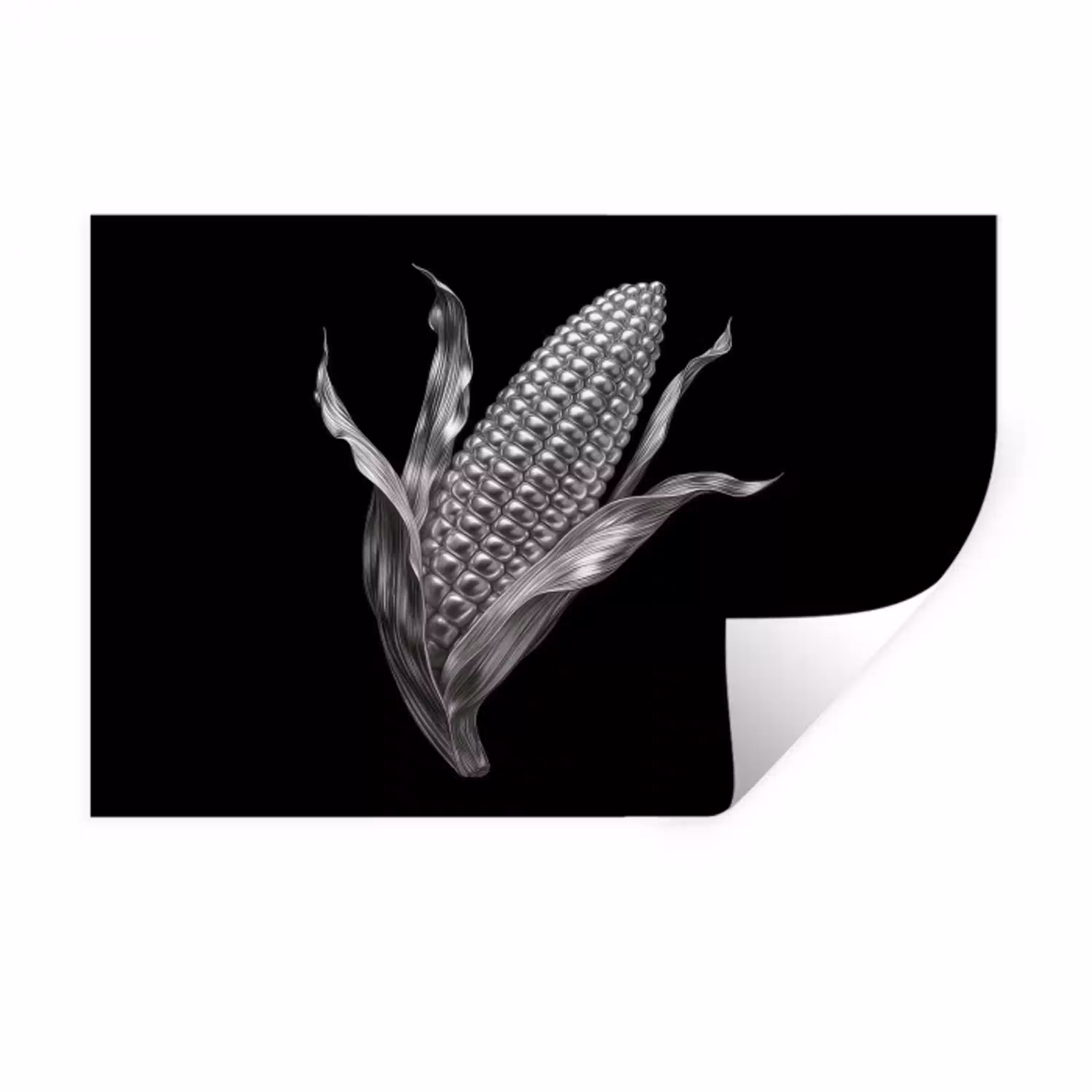 Maïskolf - Glanzend metaal - Elegant Muursticker klein -3d
