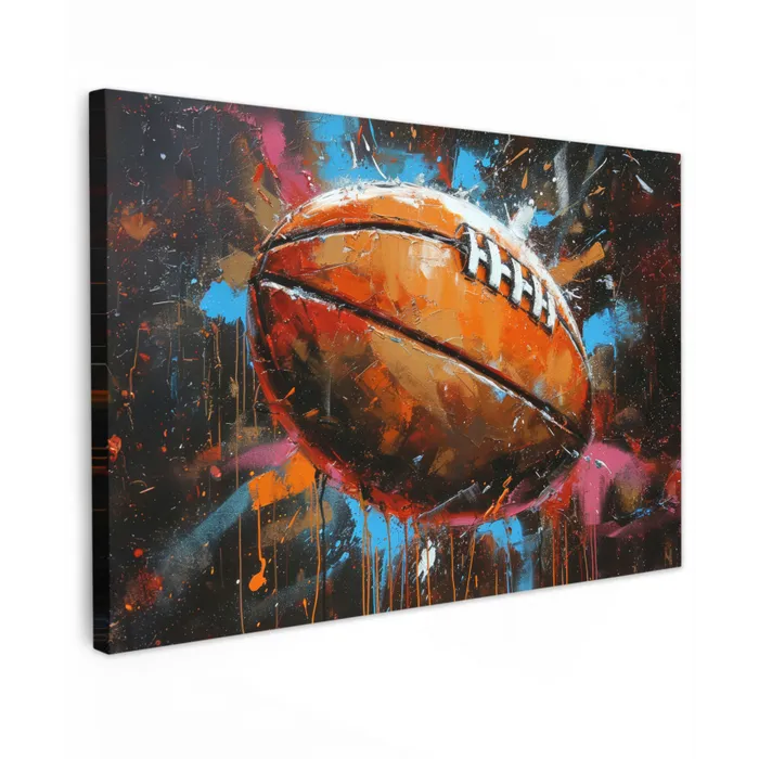 Graffiti - Rugby - Kleurrijk - Rugbybal canvas 2cm klein -z3d