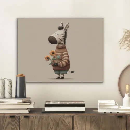 Zebra - Zonnebloemen - Warm PET vilt klein -sfeer1